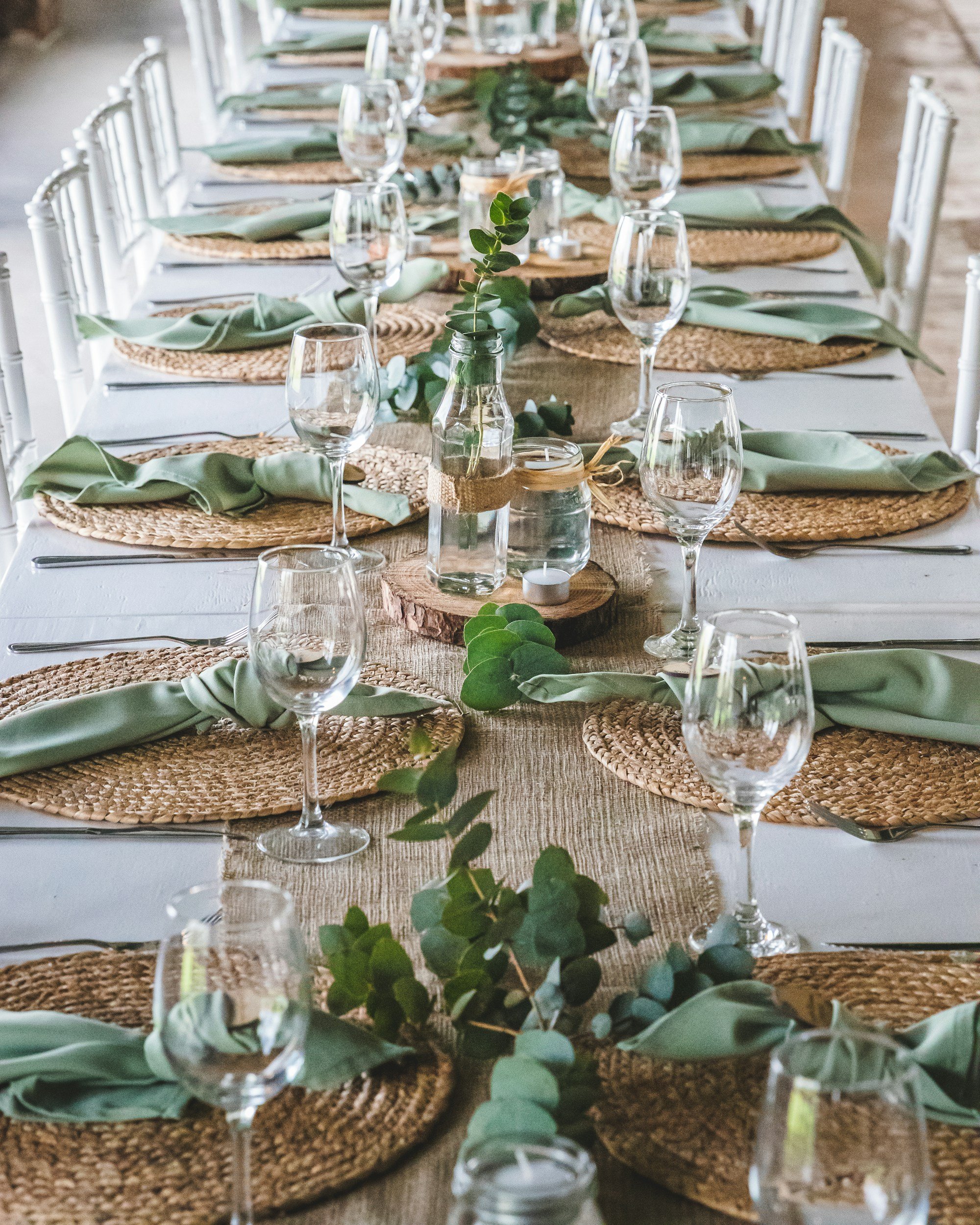 dinner party table with decorations