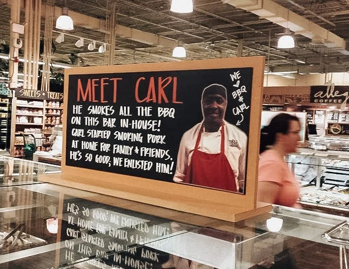 Hot bar sign featuring Chef Carl