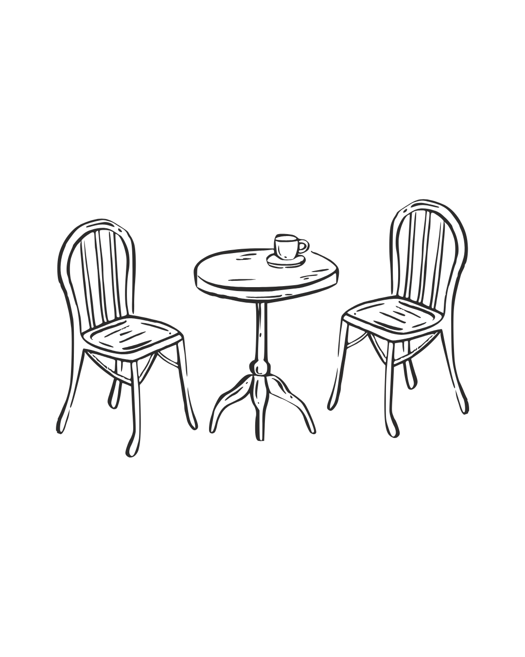 bistro table with a cup of coffee