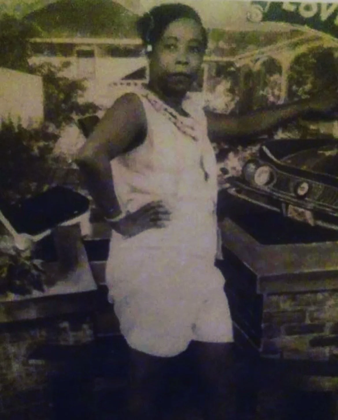 Chef Carl's grandmother posing for a picture