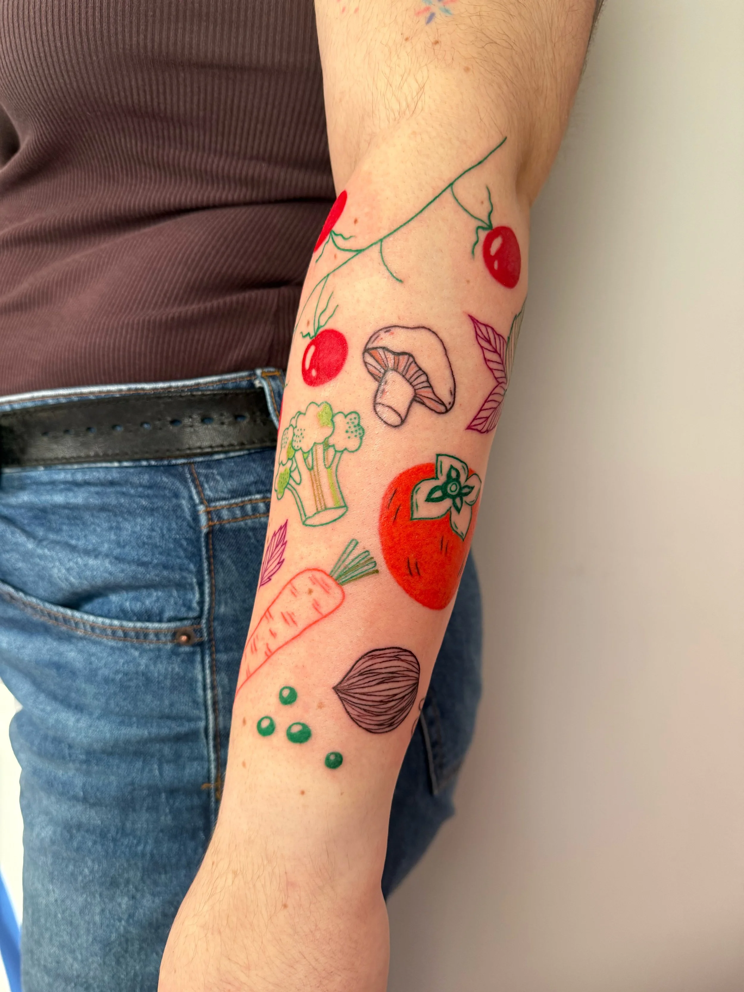 a veggie themed half sleeve tattoo project
