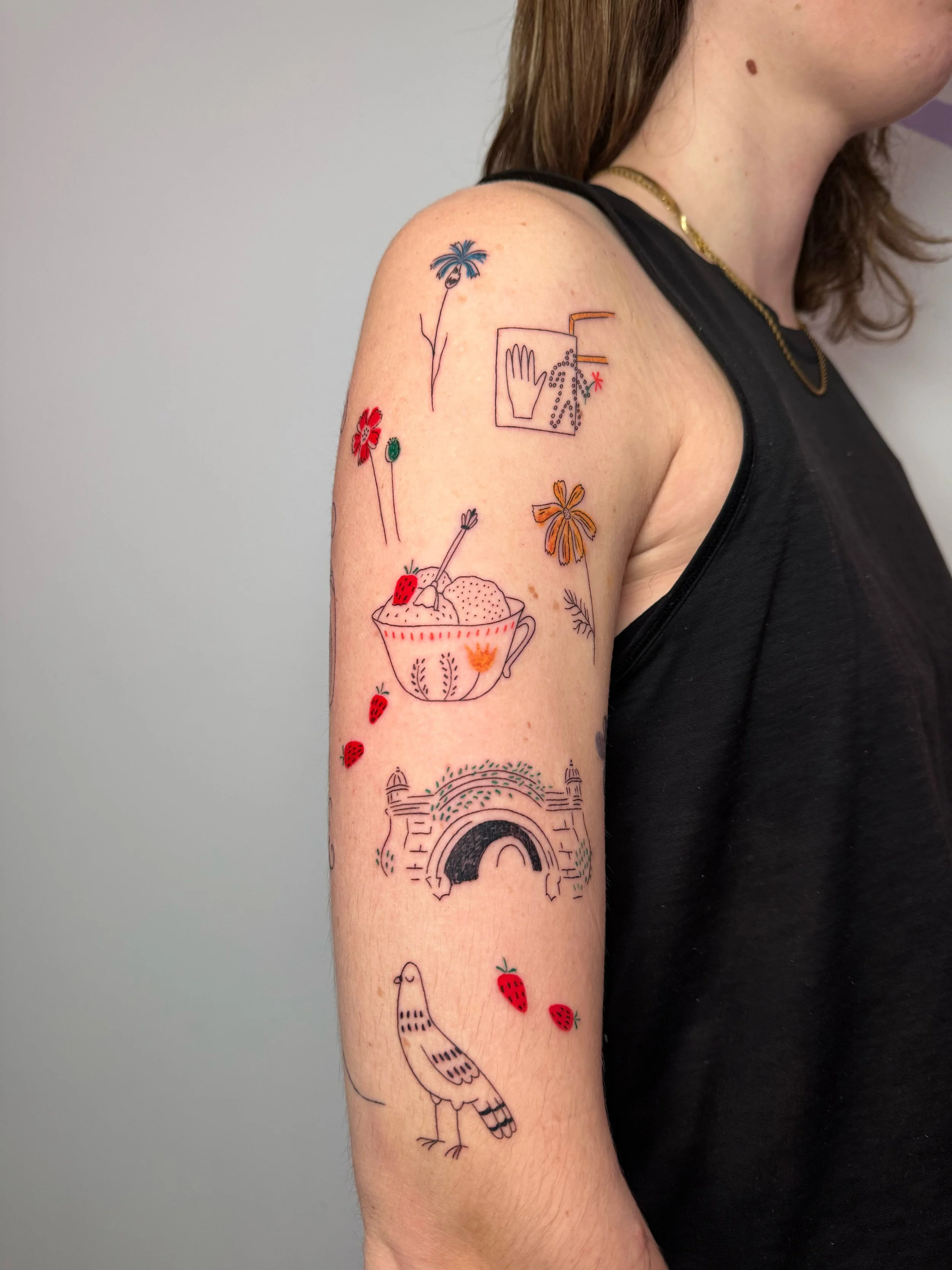 a new your themed set of half sleeve tattoos