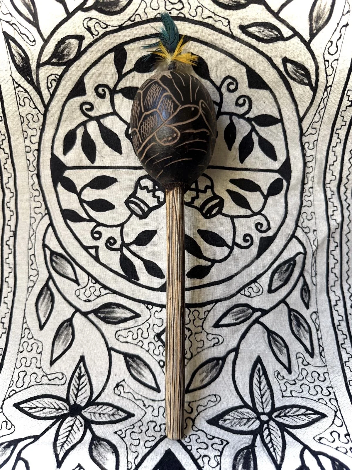 Handled Gourd Rattle - Turtle / Tortoise