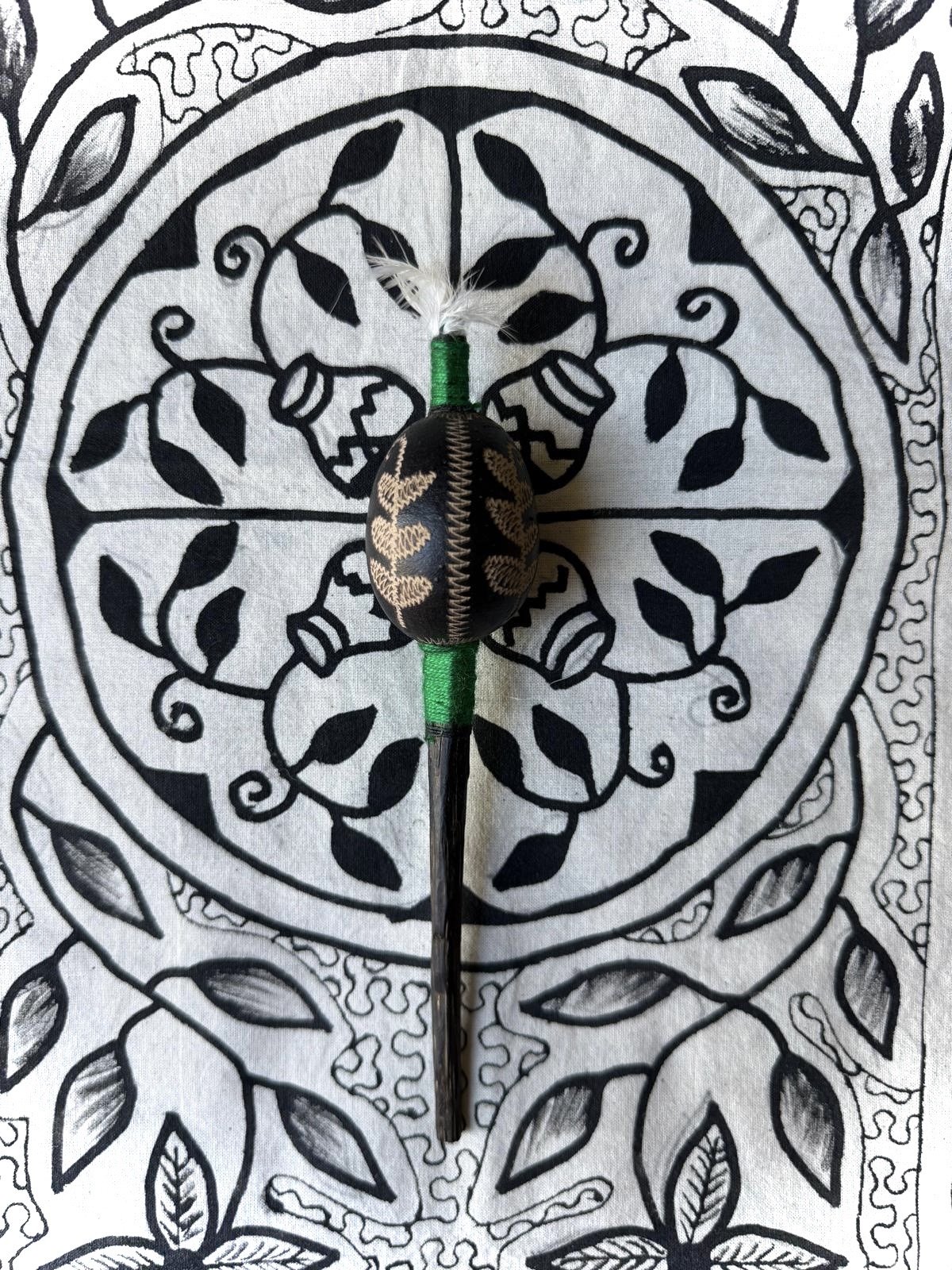 Handled Gourd Rattle - Leaf