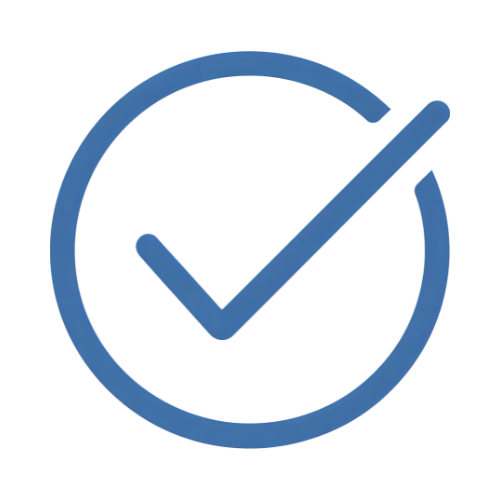 3D blue and pink checkmark icon inside a circle.