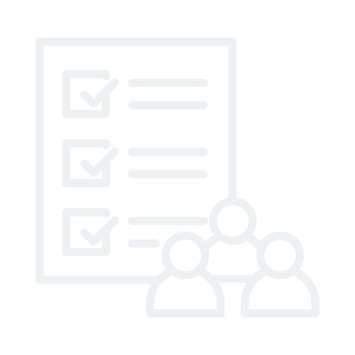 An infographic of a checklist with three completed tasks and three people icons connected by lines, representing teamwork or collaboration.