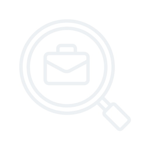 Magnifying glass highlighting an envelope or briefcase icon inside a circle.