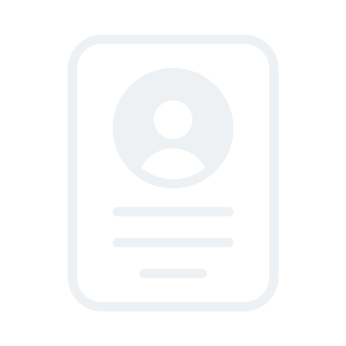 Icon of a user profile or identification card with a circular profile image and lines representing text.