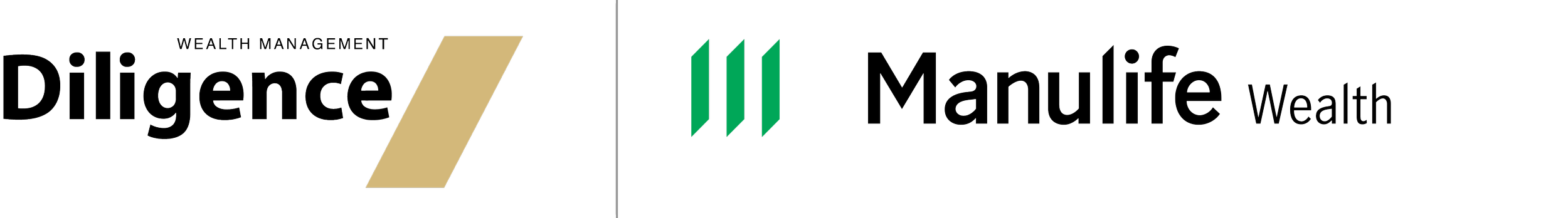 Logo of Diligence Wealth Management and Manulife Wealth, separated by a gray line.