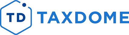 TD TaxDome logo featuring a hexagonal icon with and the company name in blue text