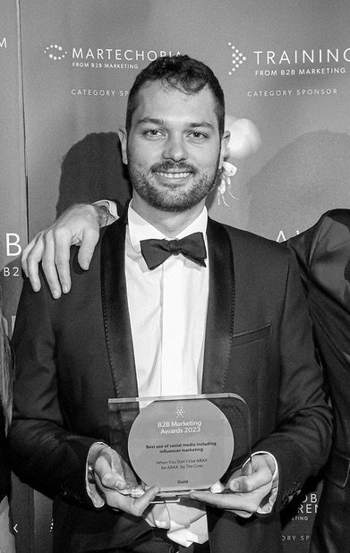 Jack with the B2B marketing award for best B2B social media strategy