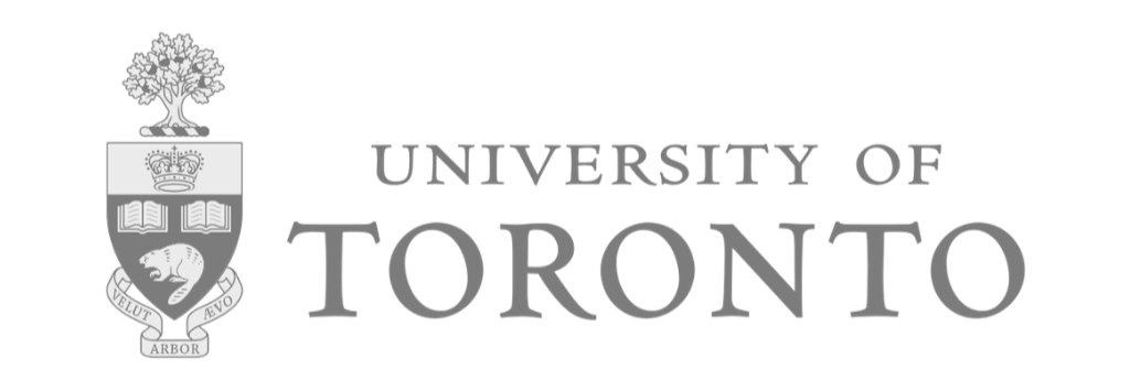 University of Toronto logo with a shield featuring a tree, a crown, an open book, and a beaver, along with the words 'University of Toronto' in bold letters.