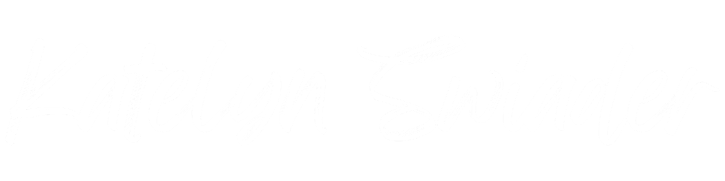 Stylized white script with the words "Katelyn Swiader" on a black background.