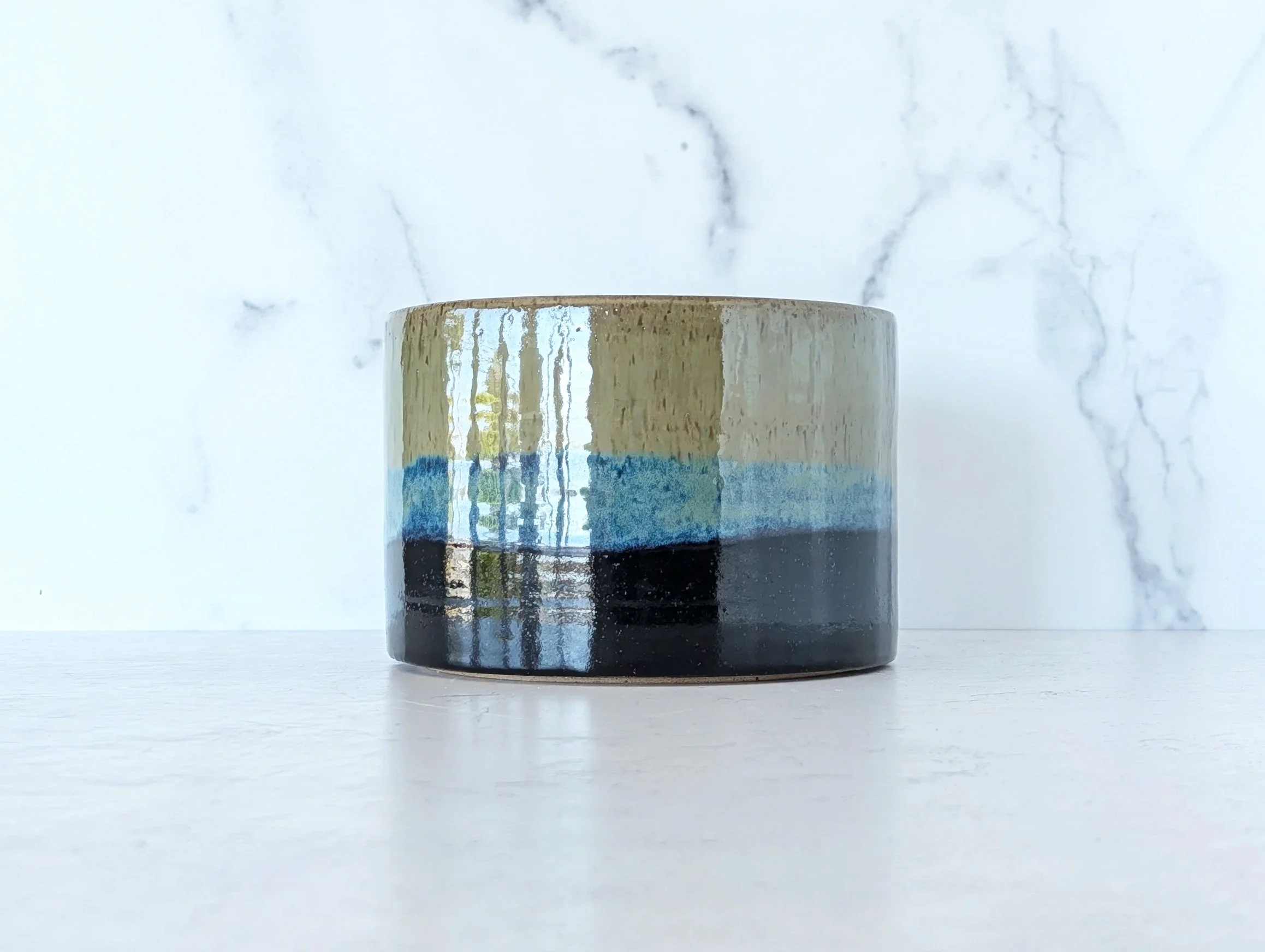 Large Multi-use Jar - Blue and Green Horizon, Gloss Finish