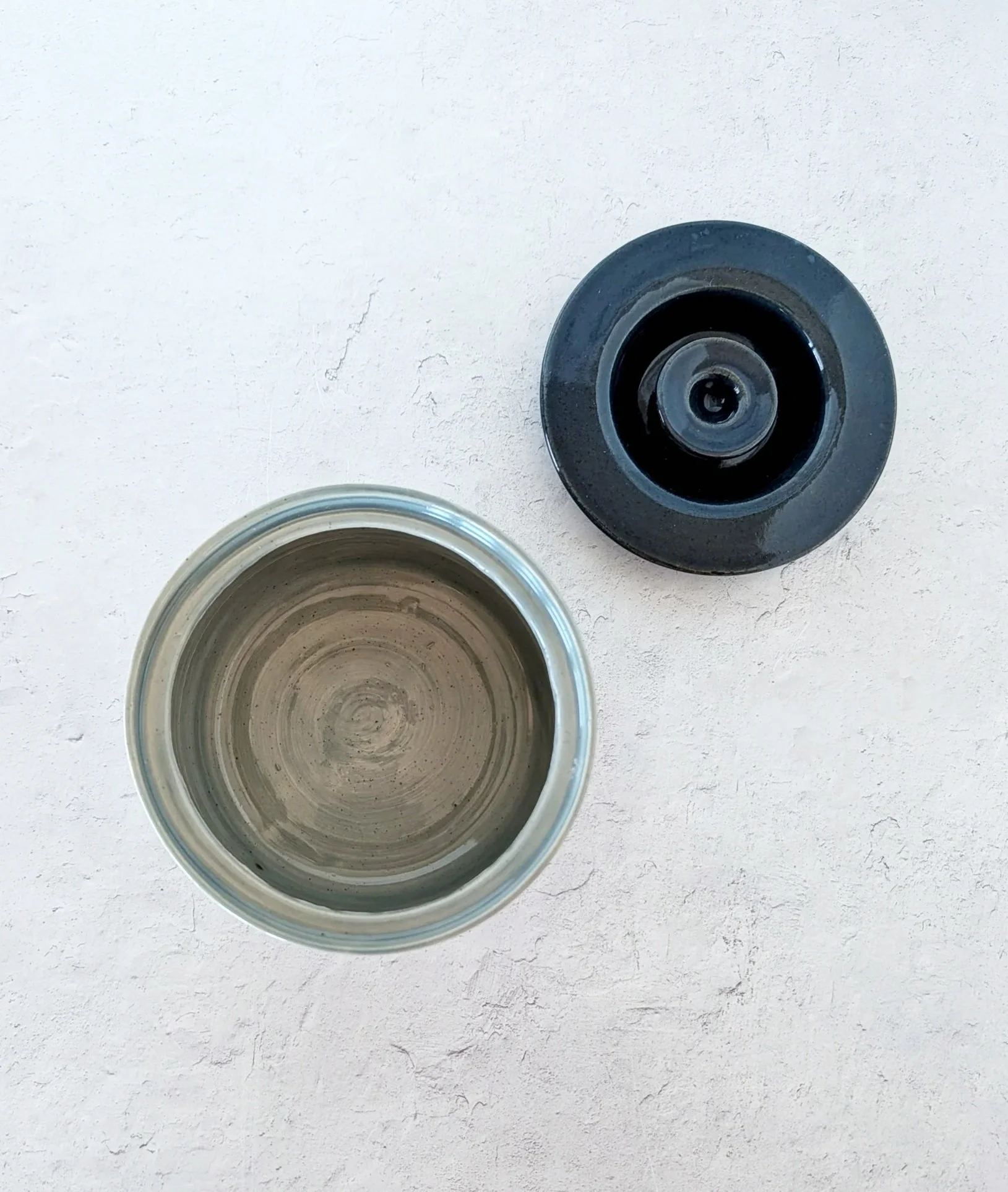 Small Multi-use Jar - Celadon with Dark Blue Lid, Gloss Finish