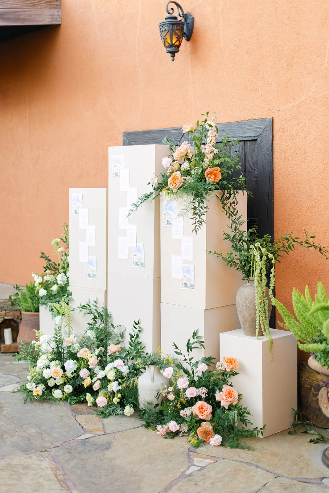 A wedding floral display at Agave Estates in Houston TX