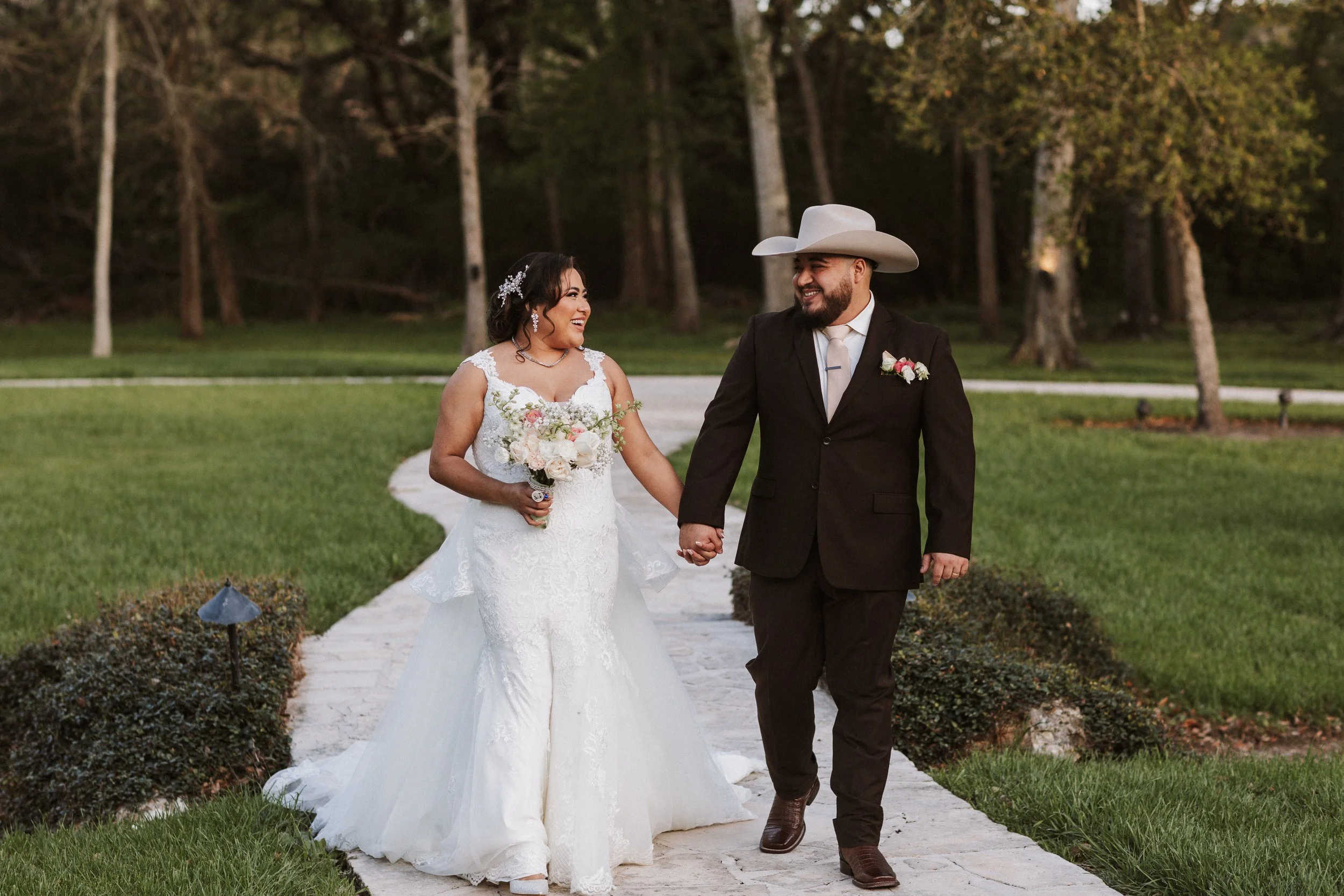 Brown suit wedding