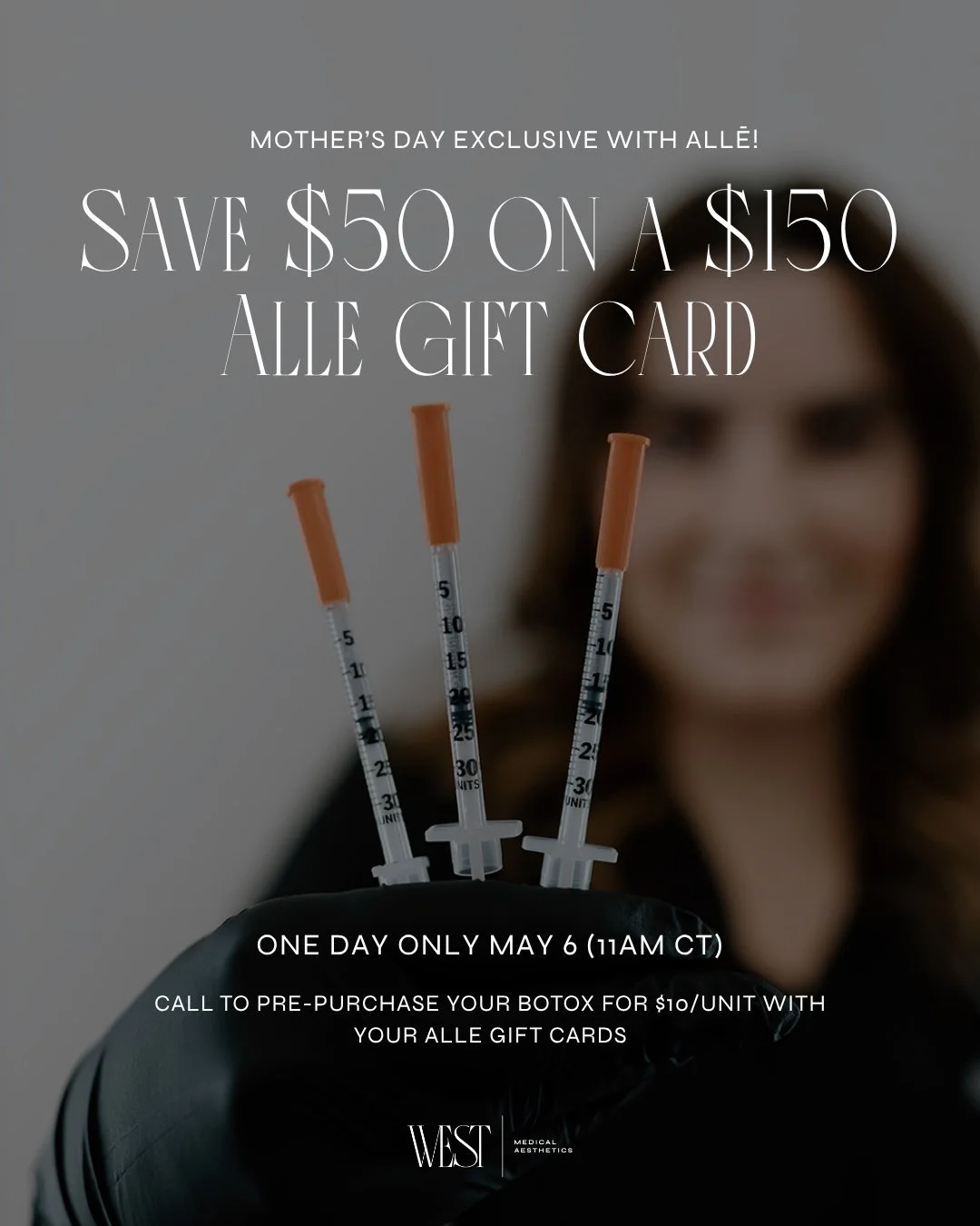 Mother&rsquo;s Day just got better🌷

Take advantage of Allē Rewards&rsquo; biggest gift card event of the year: purchase a $150 gift card and receive $50 off.

At West, we&rsquo;re elevating it even further&mdash;when you call today to pre-purchase 