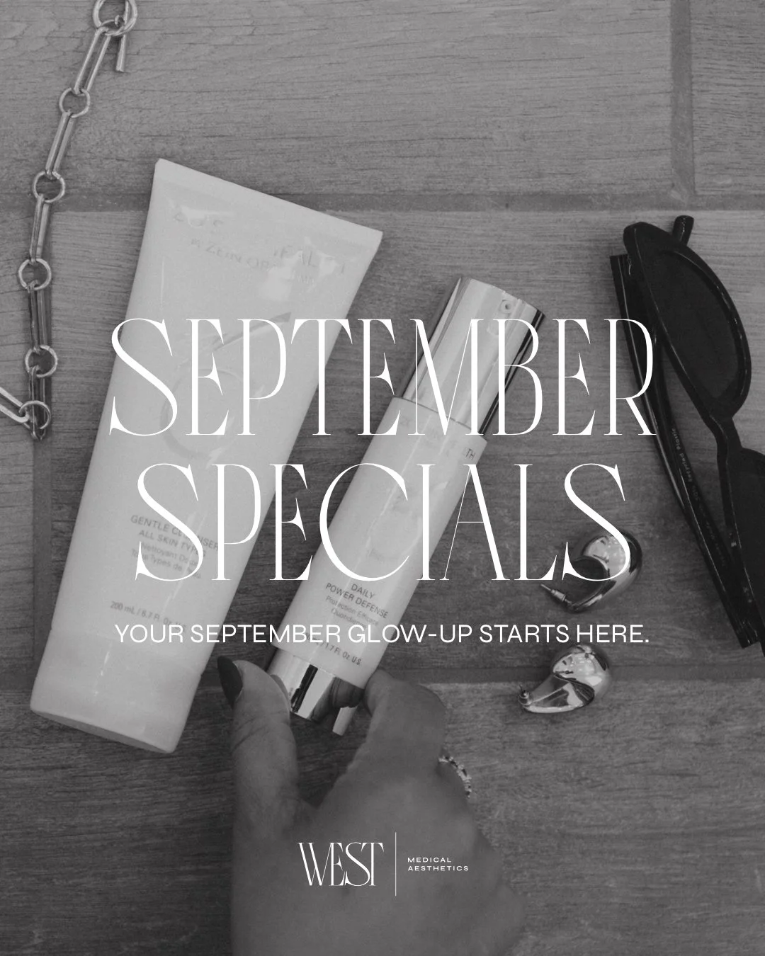 September specials are here 🤍 
A new month, a new reason to treat yourself. Swipe to see what&rsquo;s happening at West this month!✨ #okcmedspa #medspacontent #okcaesthetician #okcaesthetics #westmedspa