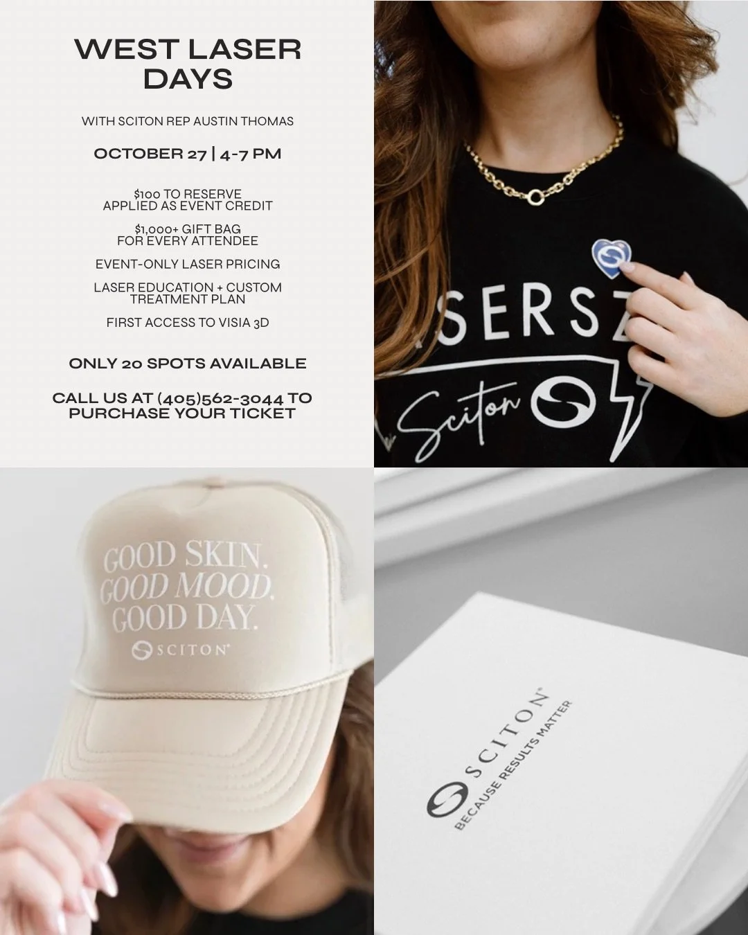 Join us for an evening of laser education, custom treatment planning, event-only package pricing + first access to VISIA 3D! ✨✨✨

$100 to reserve your spot, applied as event credit
$1,000+ gift bag for every attendee
Bites + bevvies while you&rsquo;r
