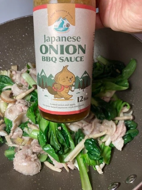 Stir-fried pork belly with BBQ Sauce