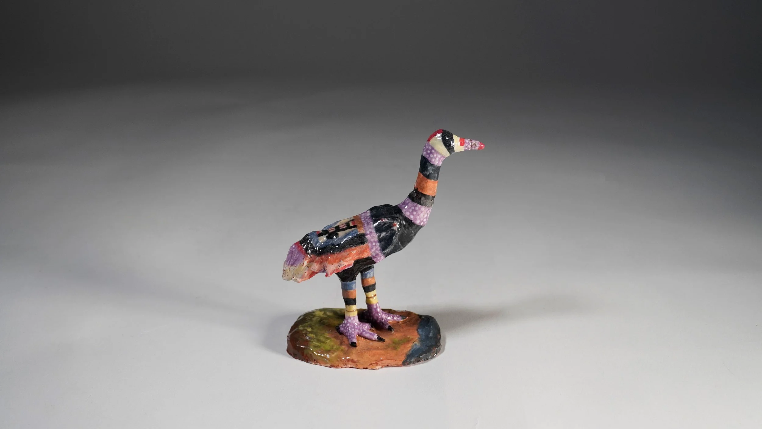 "American Whooping Crane", 
glazed terracotta ceramic,
5" X 2.80" X 5.5",
2026