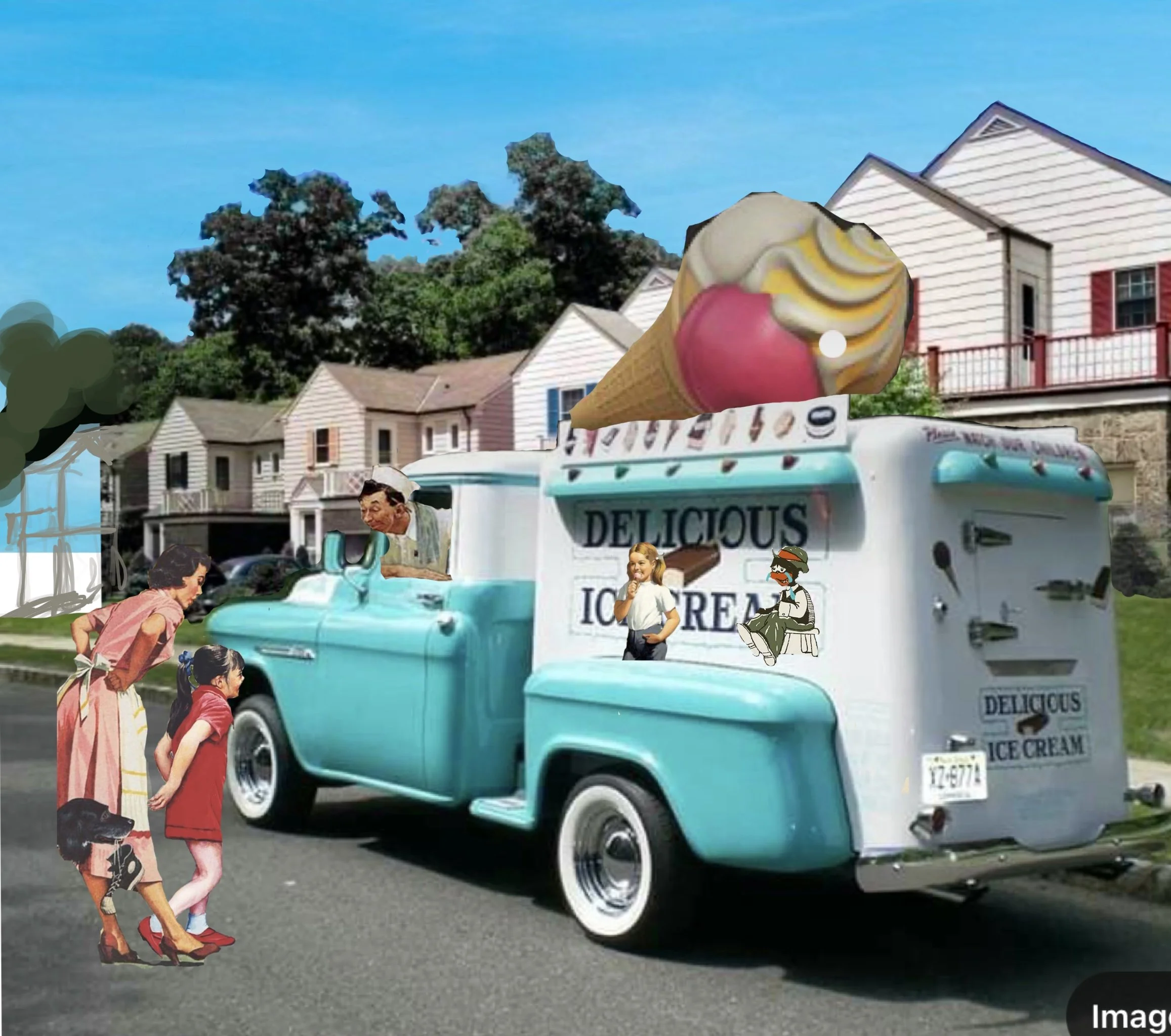 "Butter Pea-c**n", Digital Collage, 2023