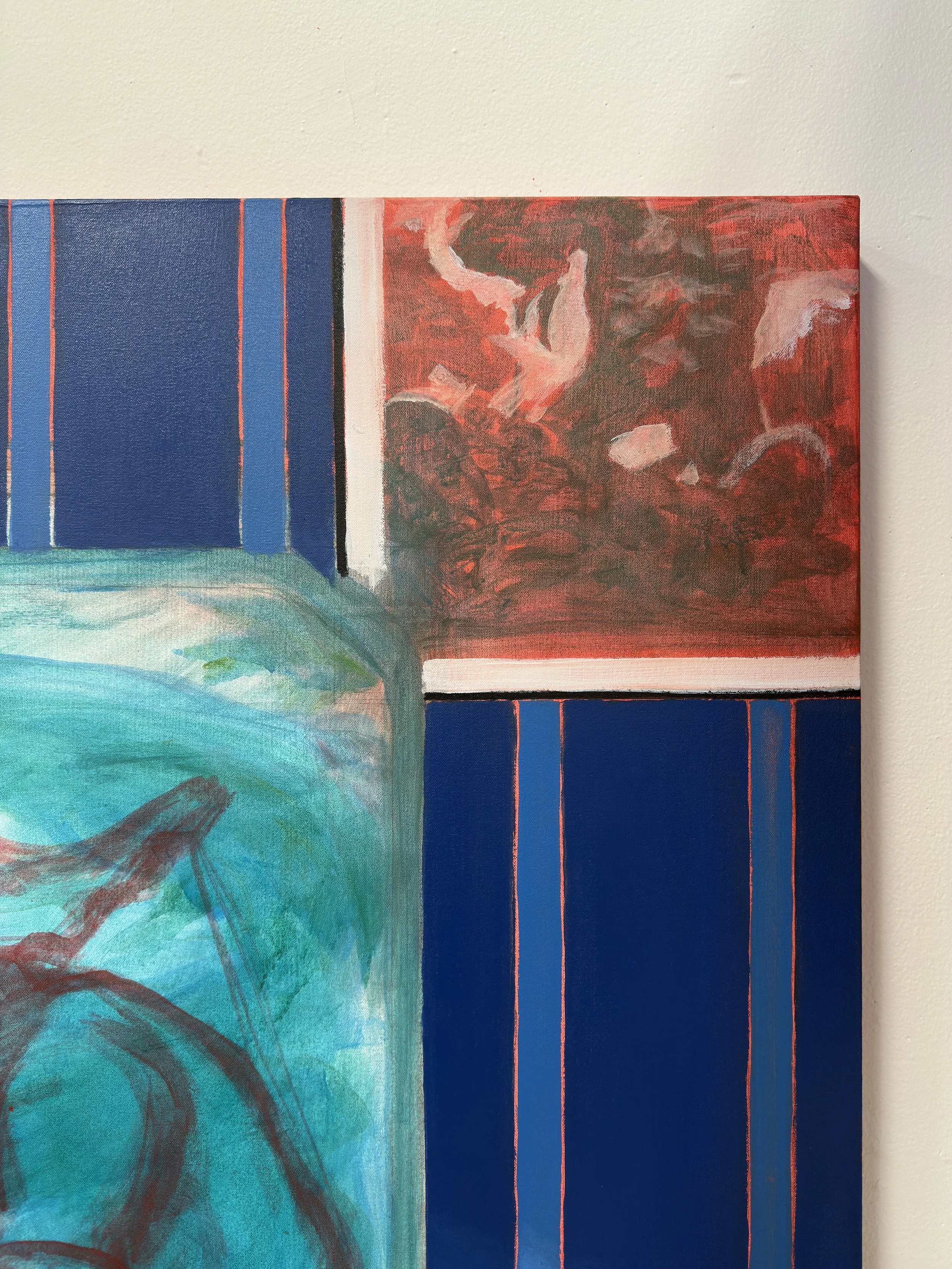 "Untouchability In Exploitation ||" 1 and 2 part diptych, acrylic on stretched canvas, 3' X 4' each, 2025 - In-Progress Shot