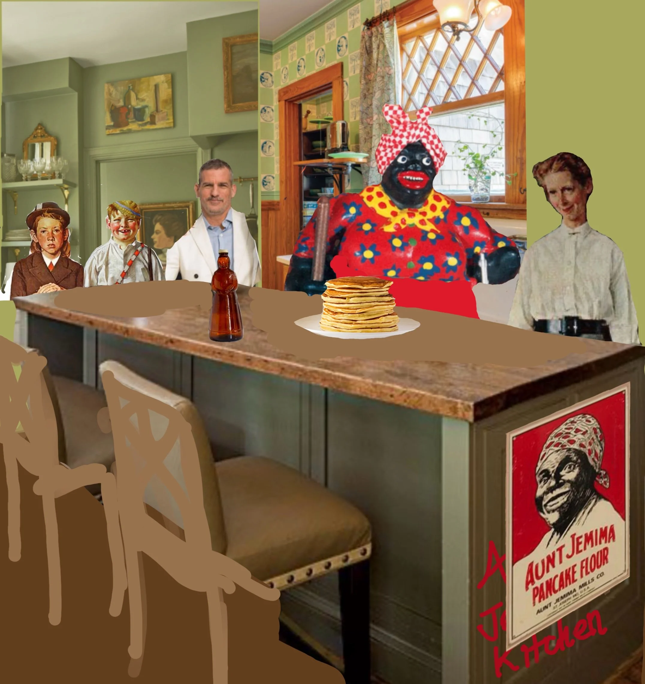 "Aunties Famous Pancakes", Digital Collage, 2023