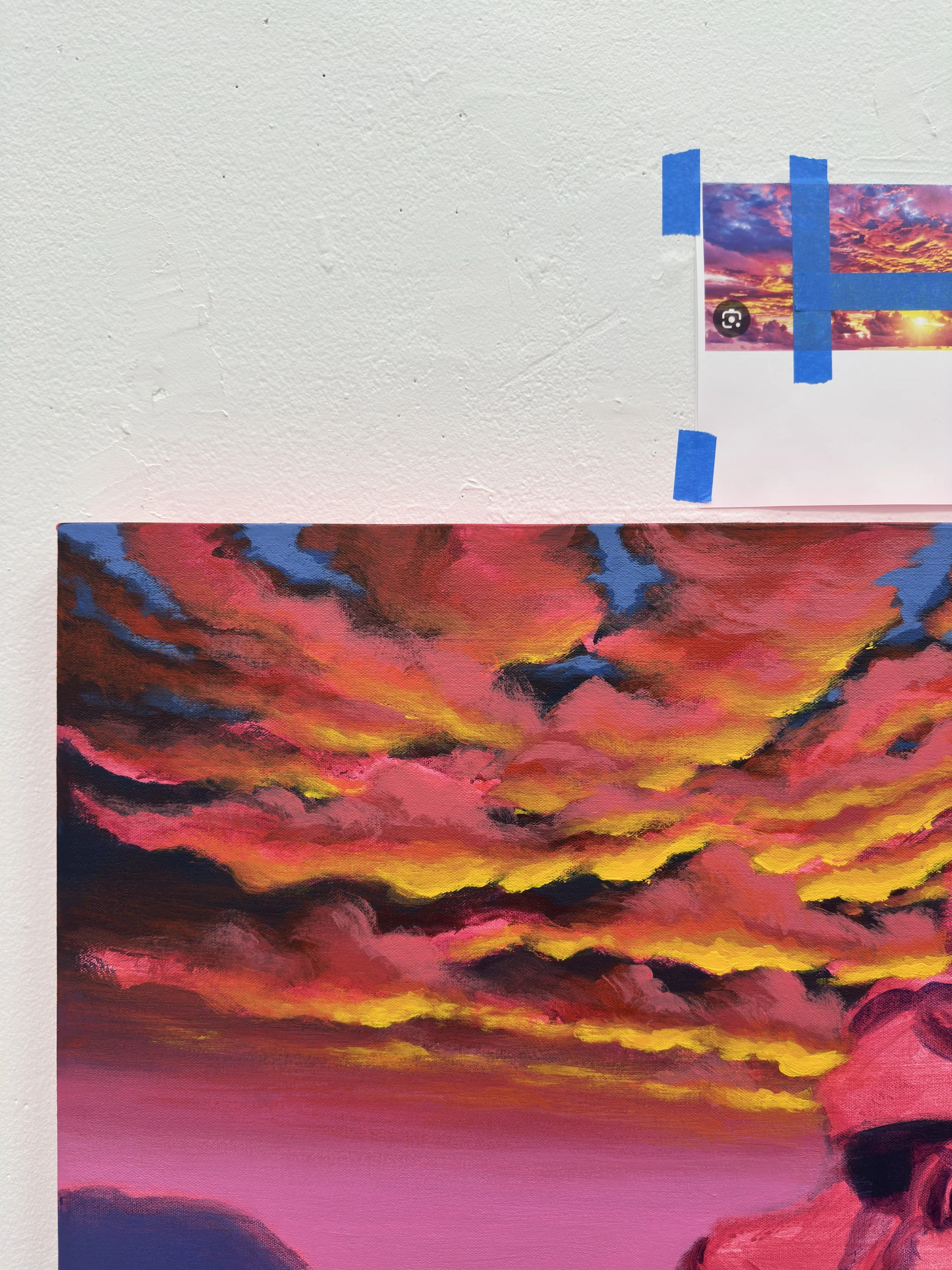 "American Purple Majesties Part 2", acrylic on stretched canvas, 36" X 36", 2025 - In-Progress Shot