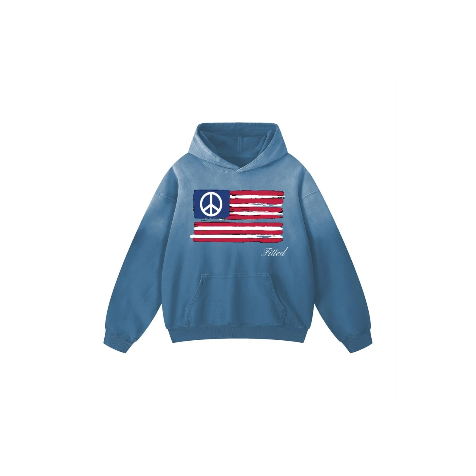 God Bless Fitted Hoodie (Denim Blue)