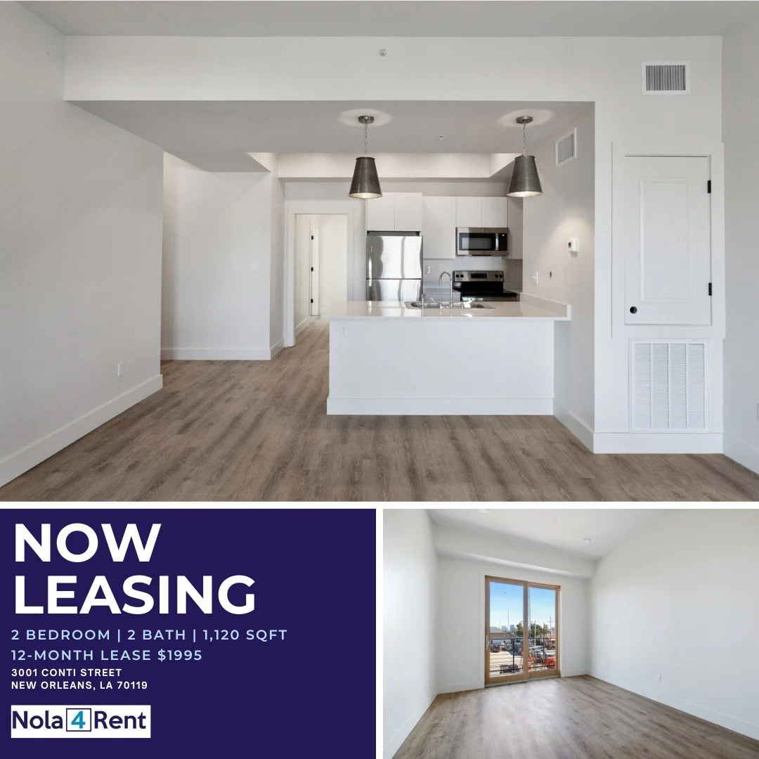 💥2 Bed 2 Bath💥
Check out this spacious layout right off the Lafitte Greenway
This home includes:
~Private balcony 
~Gated parking
~Elevator access
~Laundry Room
~Walk-in Closet
~Updated Finishes

3001 Conti St
DM us or call 504-383-4605 to schedule