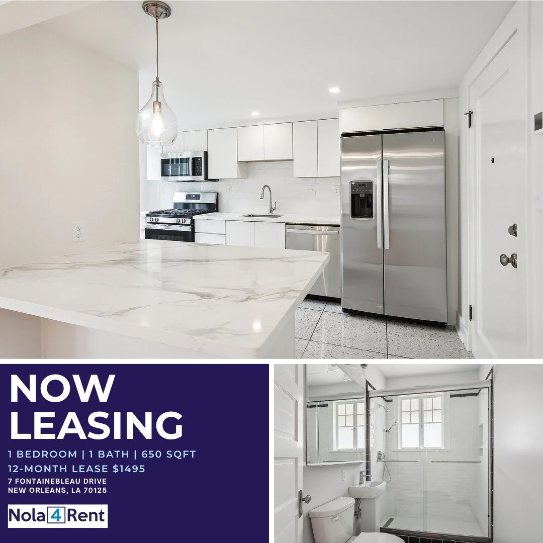 7 Fontainebleau Dr
New Orleans
1Bed/1Bath
650 Sq Ft
$1495
Available Now

Learn More and Schedule a Tour today!

www.nola4rent.com
(504) 383-4605
 #NewlyRenovated #NewOrleansRentals #NowLeasing #ApartmentForRent #NowRenting #CityLiving #YourNextHome #