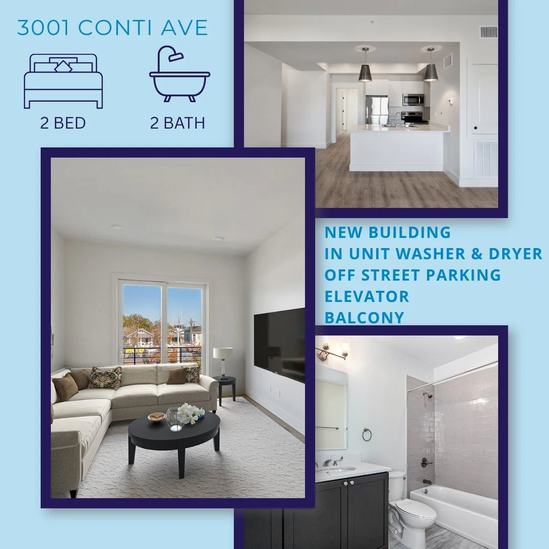 Looking for more room? This building on The Greenway is just right for you. 

3001 Conti Street
2 Bed, 2 Bath
1,100 SqFt
$1995

~Balcony
~Elevator
~Gated Parking
~Energy Efficient Appliances

 #ForRent #HomeSweetHome #NOLAHomes #ApartmentLiving #NowL