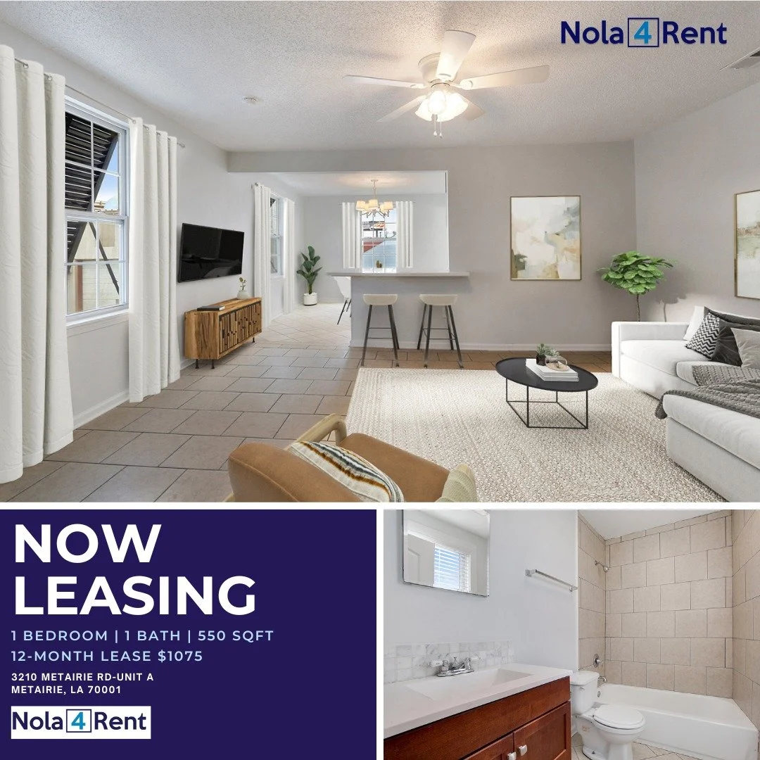 ️❗️Looking to move in 2026❗️
This is the place for you!
.
.
.
3210 Metairie Rd
Metairie, Rd 70001
1BD/ 1 BA
550 SqFt
$1,095/month

Learn More and Schedule a Tour today!
www.nola4rent.com
(504) 383-4605

 #YourNextHome #NowLeasing #NowRenting #timetom