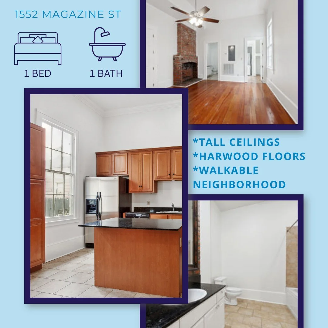 Live in the heart of the Lower Garden District!

1552 Magazine Street
New Orleans, LA 70130
1 Bedroom/ 1 Bath
855 Sq. Ft. 

Hardwood Floors
Tall Ceiling
Large Windows
Architectural Features

Schedule a tour today: www.nola4rent.com

 #HistoricCharm #