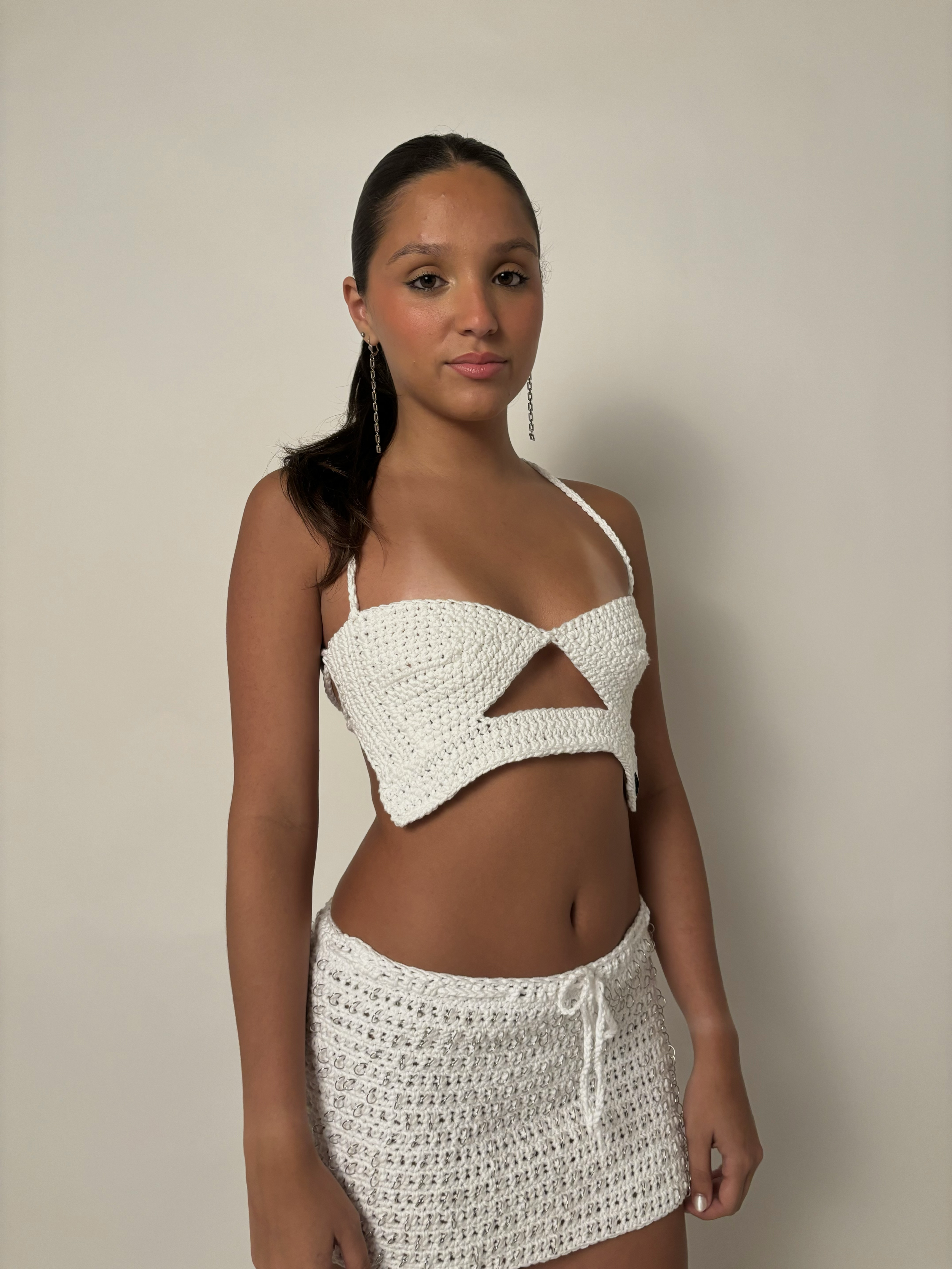 Ágape White Set: 100% cotton yarn & stainless steel rings.