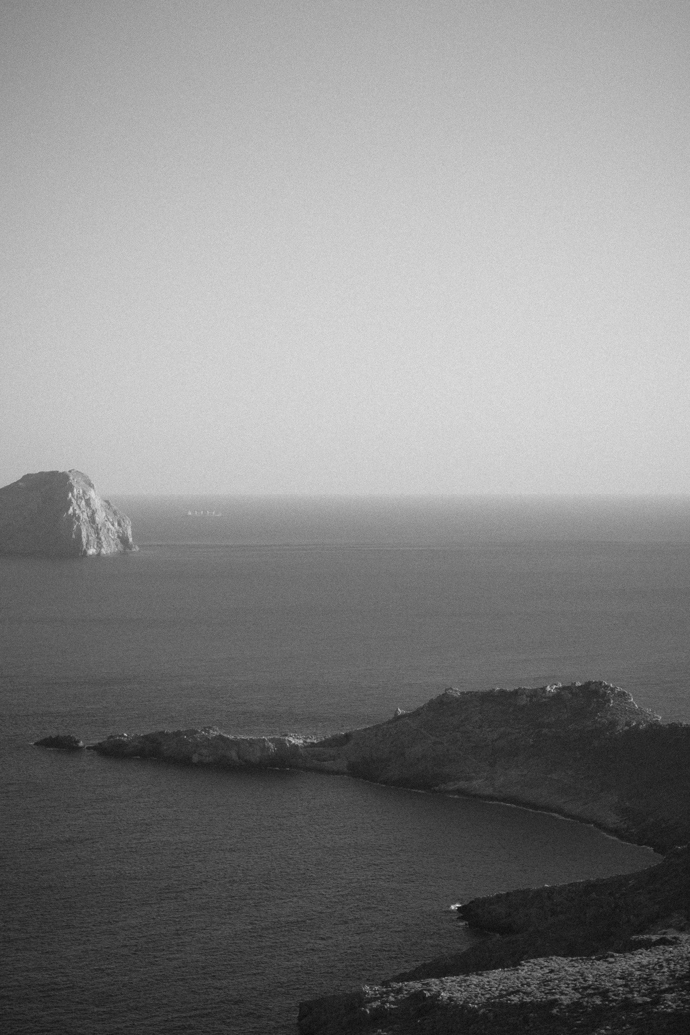 Coastal landscape, black and white, Monemvasia - Alexandros Aidonis