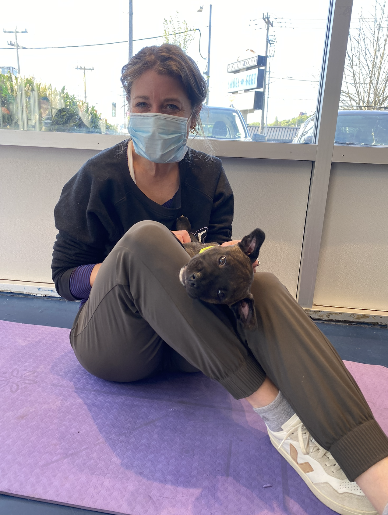 Puppy yoga pose
