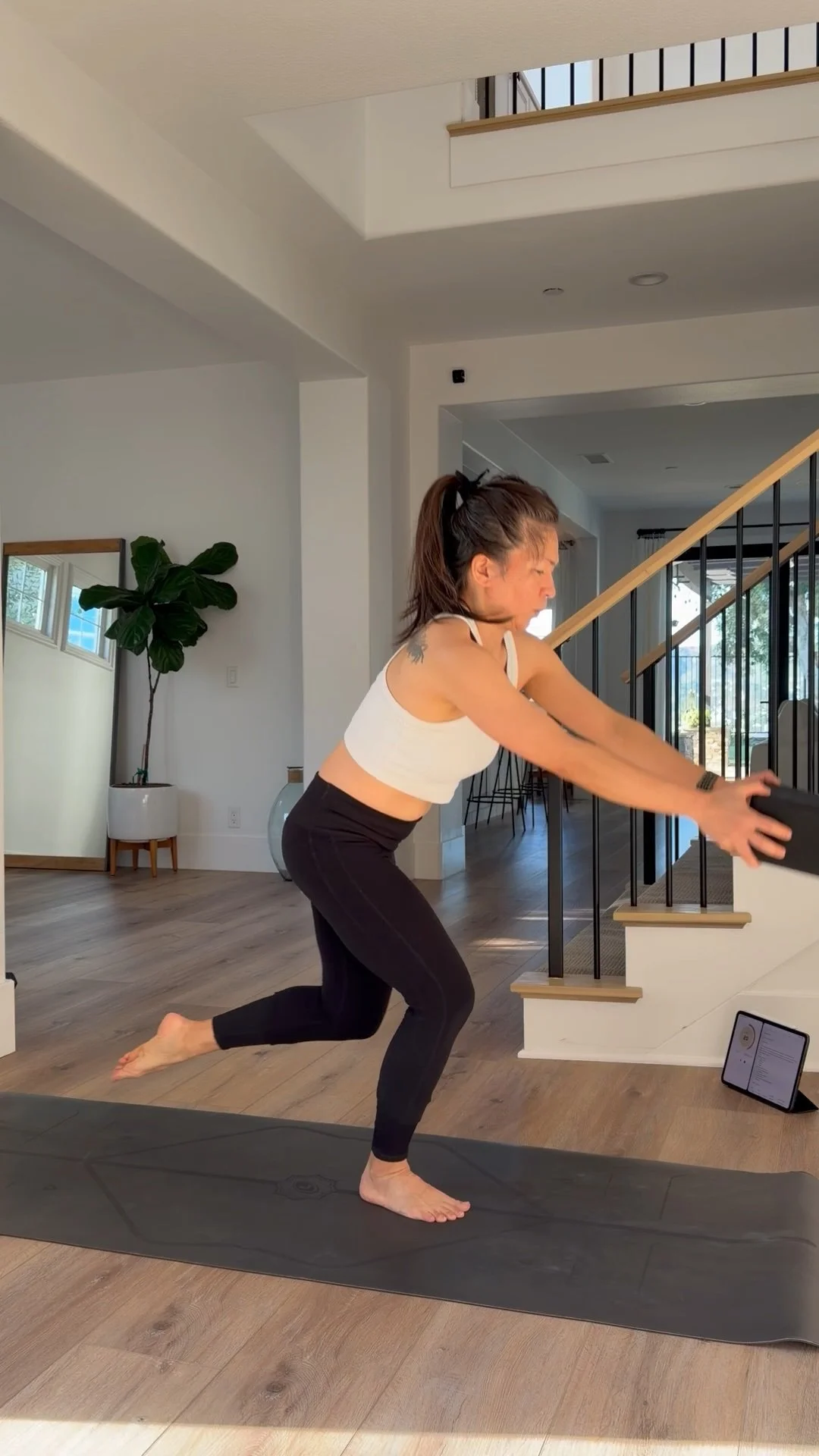 Block Tap Squat to Bent Airplane: Dancer’s Move