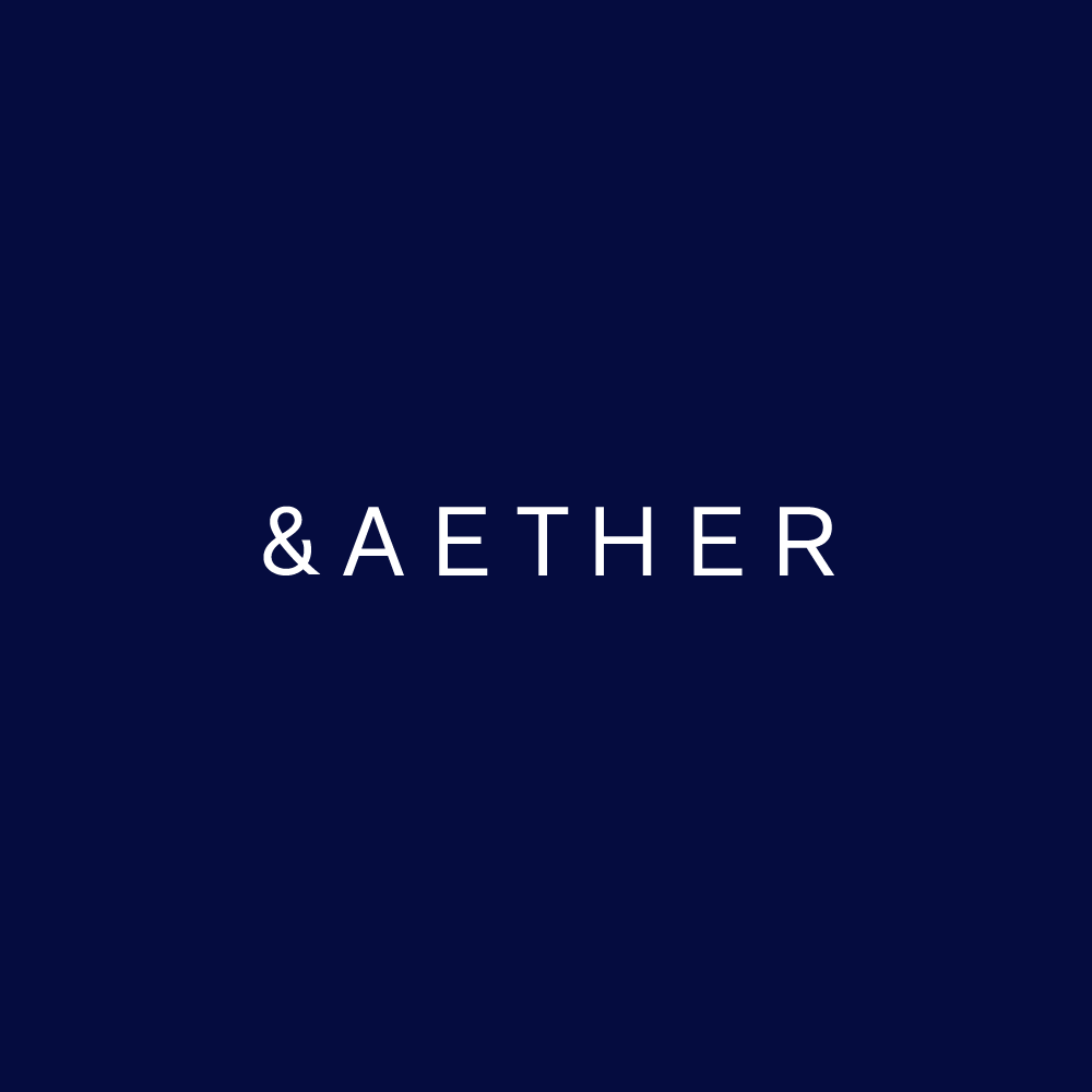 A dark navy blue background with the word '&Aether' written in white, centered in the image.