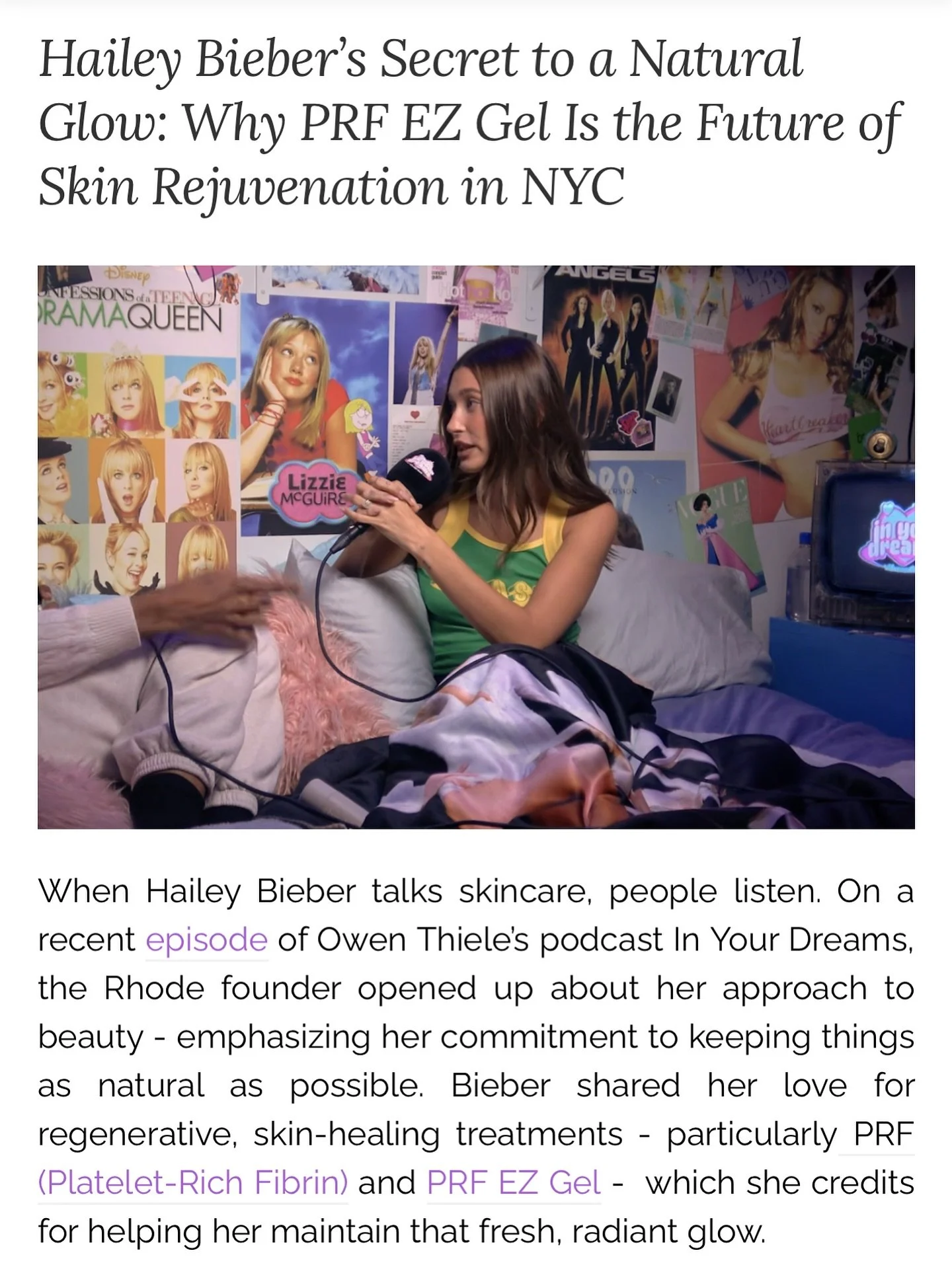 Loving this new blog from @sarahkateremsnp breaking down Hailey Bieber&rsquo;s glow secret &mdash; PRF EZ Gel 🌿
She shares why it&rsquo;s redefining natural skin rejuvenation and becoming a go-to in NYC. Check it out &mdash; link in her bio! @hailey