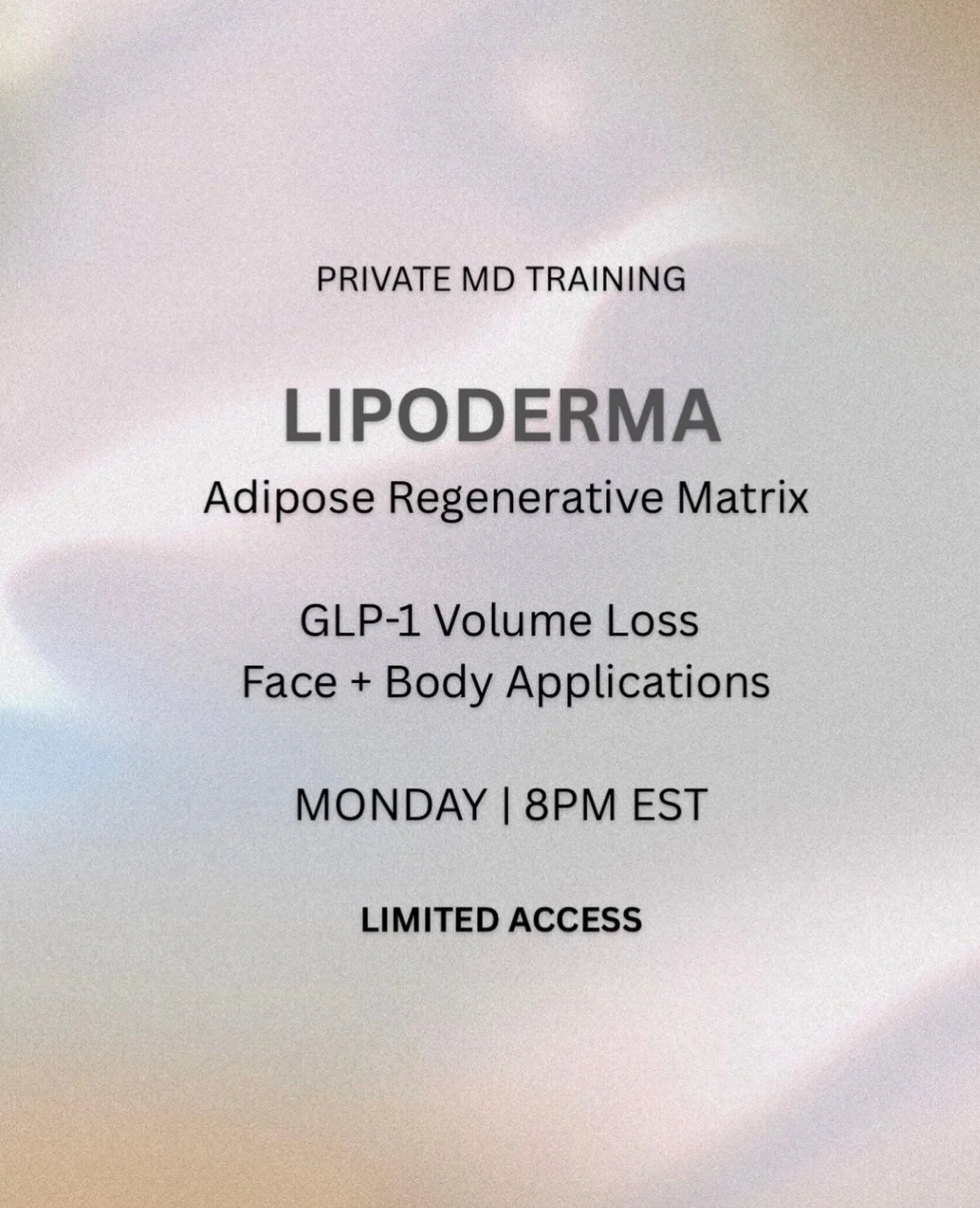 We&rsquo;re entering a new era of adipose restoration &mdash; and the conversation around GLP-1&ndash;associated volume loss is only growing.

Join us for a private physician-led Lipoderma training:

📅 Monday, April 27
⏰ 8:00 PM EST
👨&zwj;⚕️ Led by