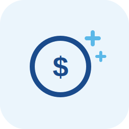 Illustration of a dollar coin with a dollar sign and two sparkles.