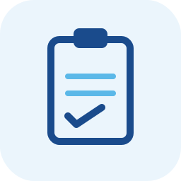 Icon of a clipboard with a checklist and a checkmark.