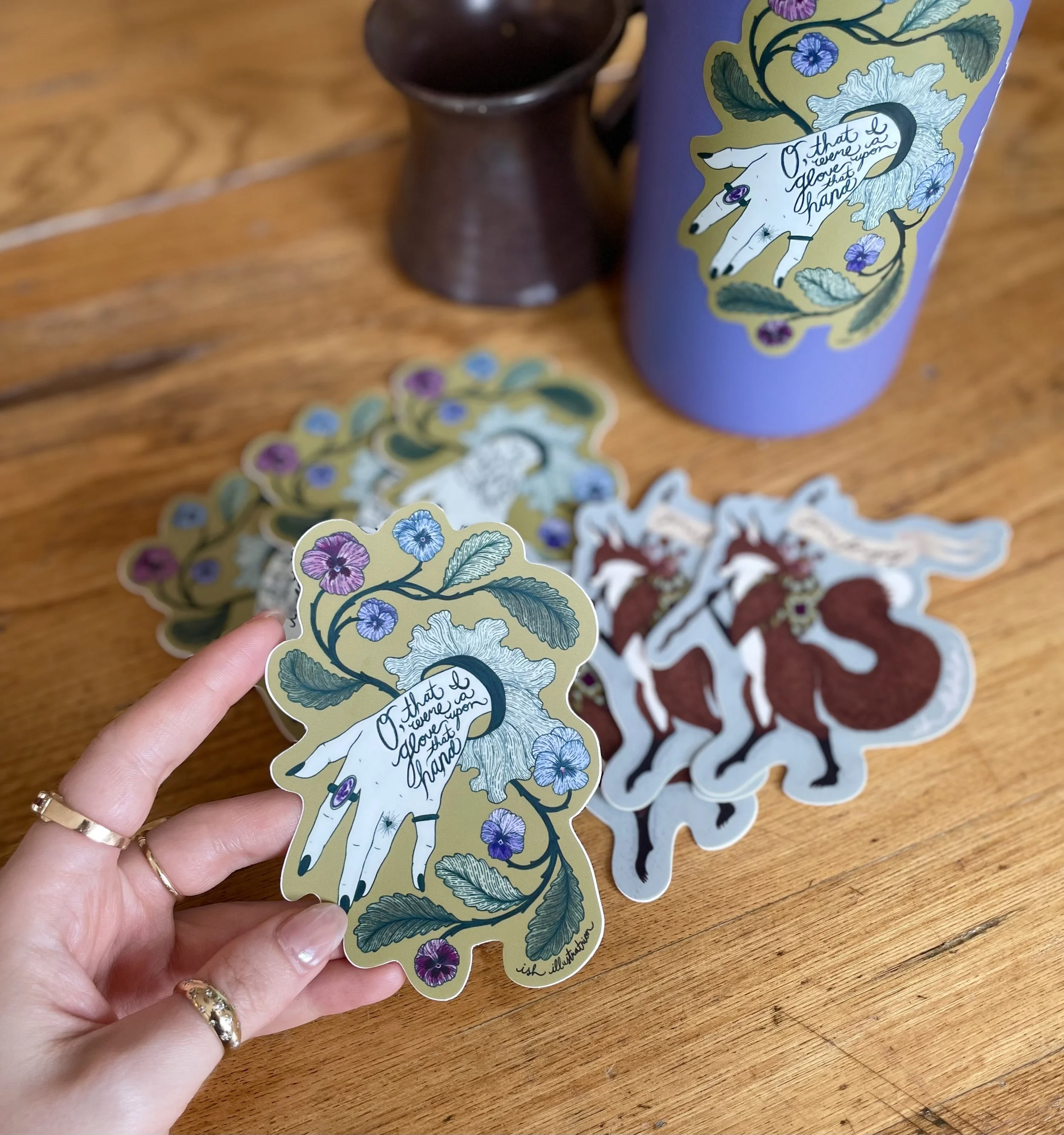 ‘Shakespearean Hand’ Vinyl Art Sticker - 3.15”/4.54”