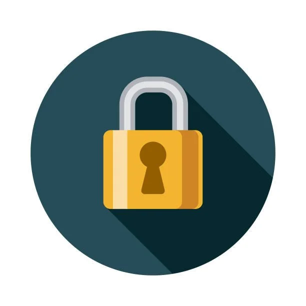 Icon of a yellow and gray padlock with a keyhole, set against a dark circular background. This depicts that The Plant NANNY is licensed, insured and bonded for home watch and landscaping services in lee and collier county.