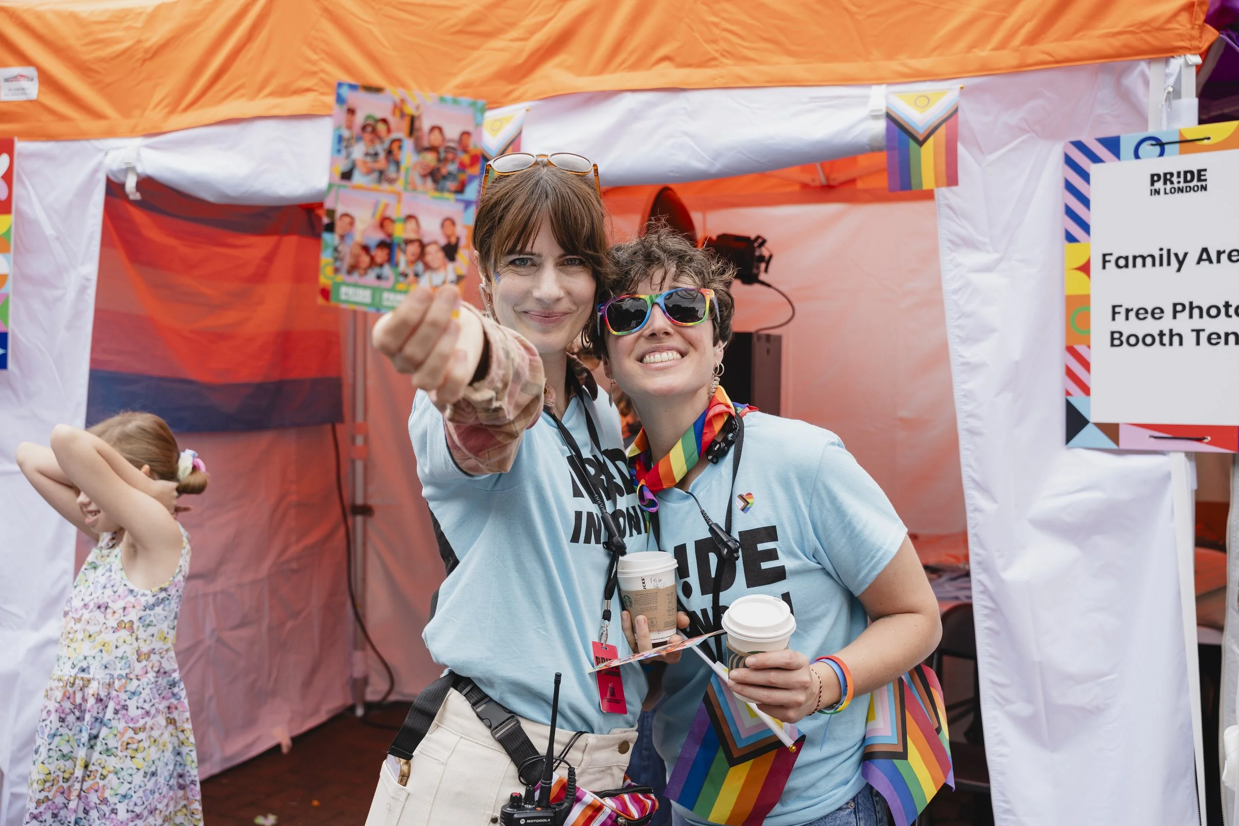 Two Pride in London volunteers within our Family Area