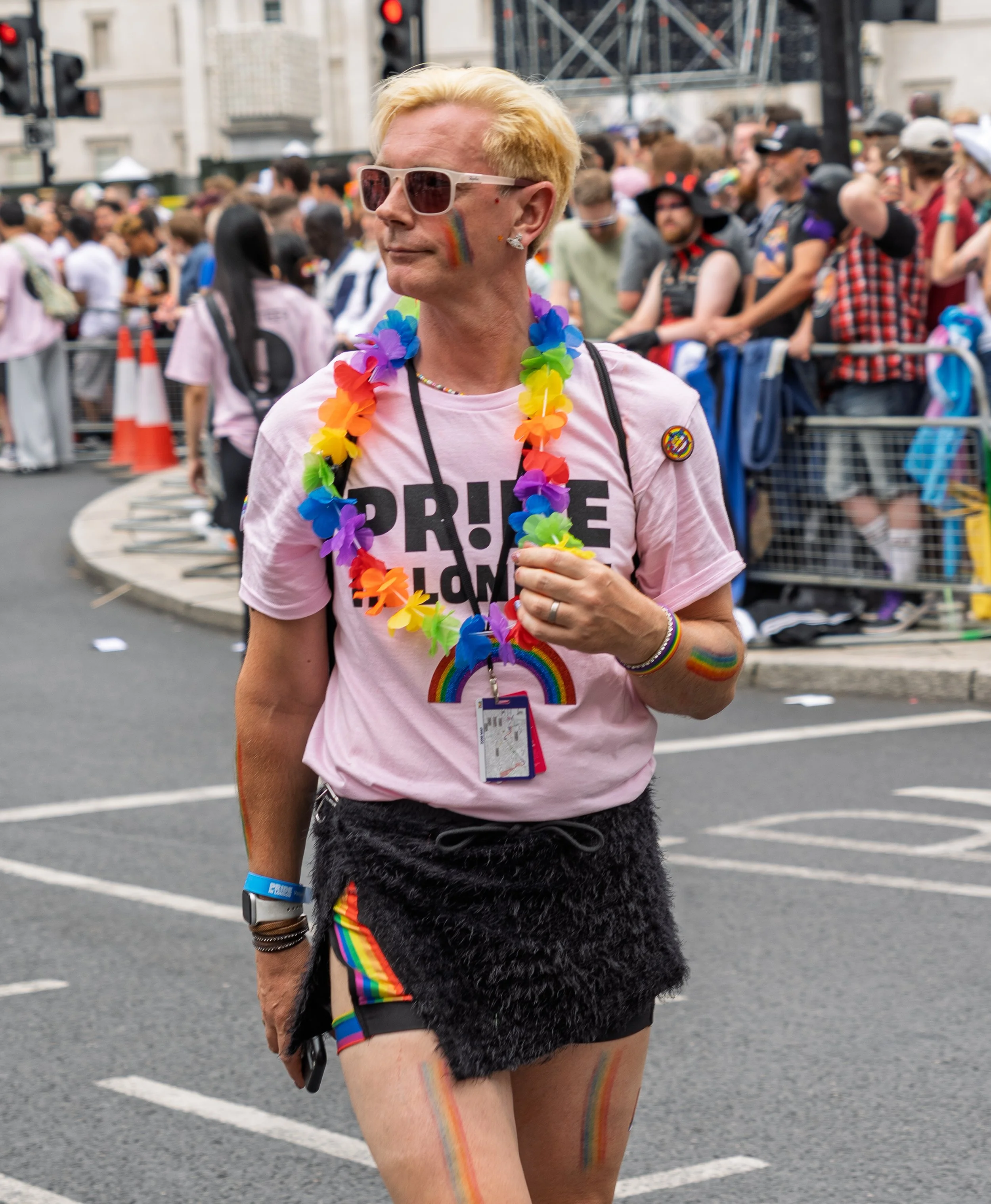 A volunteer steward within the parade route
