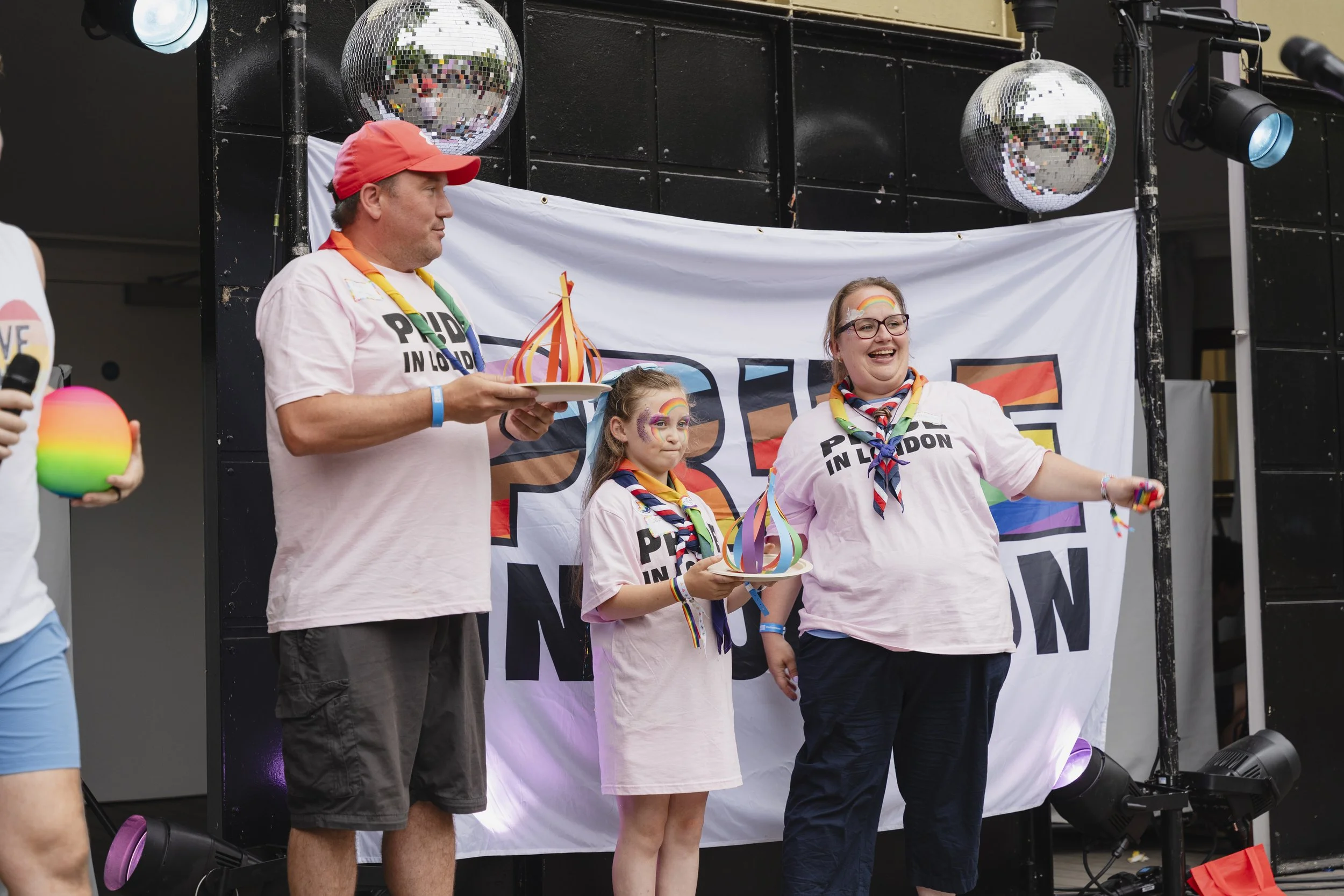 A family of Pride in London volunteers within our Family Area
